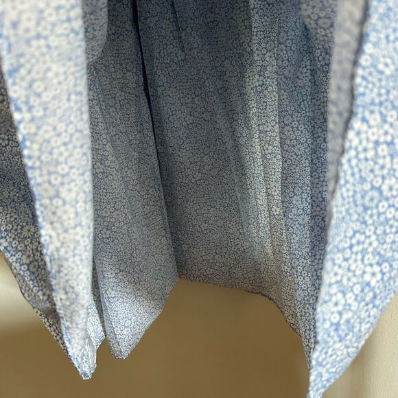 J.Crew Liberty Blue White Floral Smocked Midi Skirt L Cottagecore Boho Coastal - Picture 9 of 14